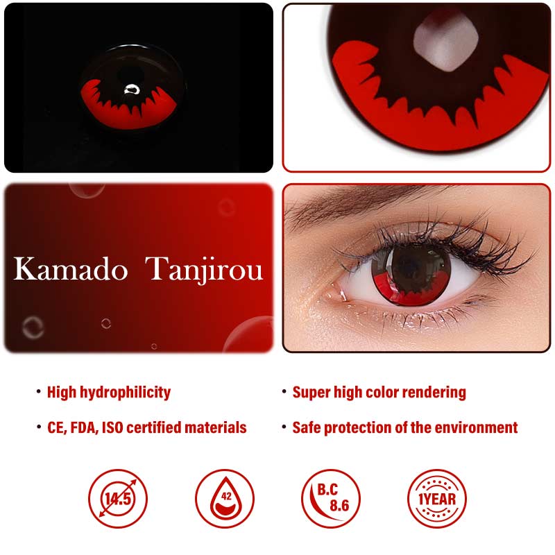 Colourfuleye Demon Slayer Tanjiro Kamado Cosplay Contact Lenses-3