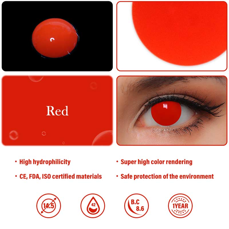 Colourfuleye Red Cosplay Colored Contact Lenses-3