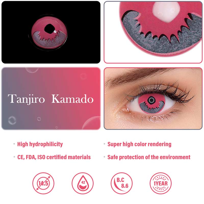 Colourfuleye Demon Slayer Kamado Tanjirou Cosplay Colored Contact Lenses-4