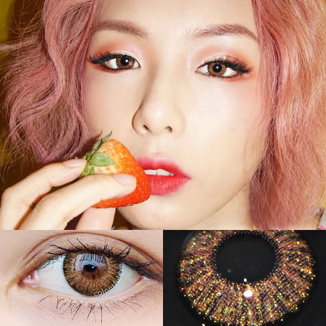 Glitter Golden Brown Colored Contact Lenses -3