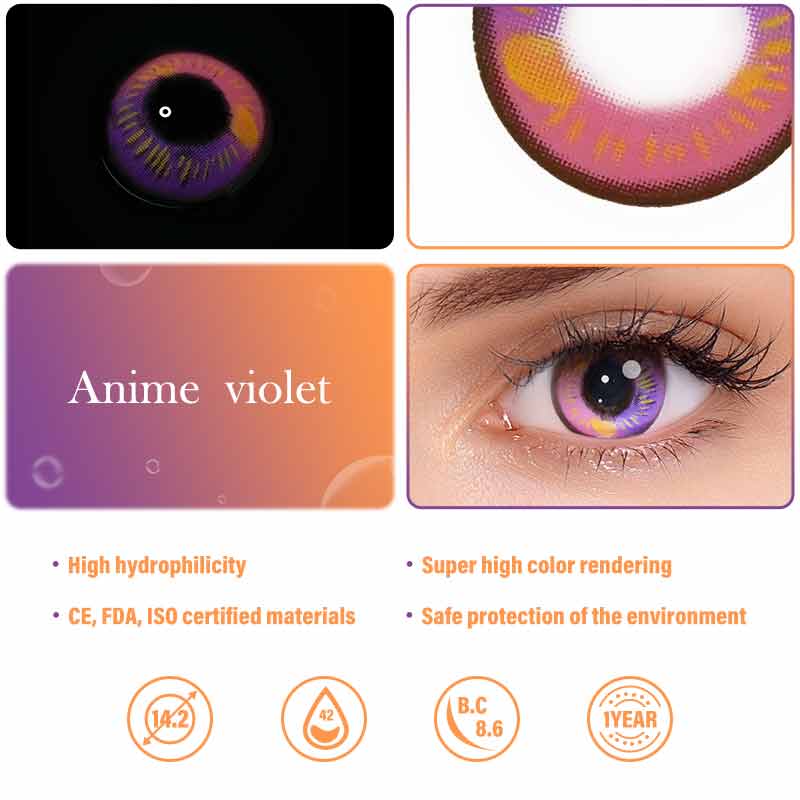 Colourfuleye Anime Violet Colored Contact Lenses-3