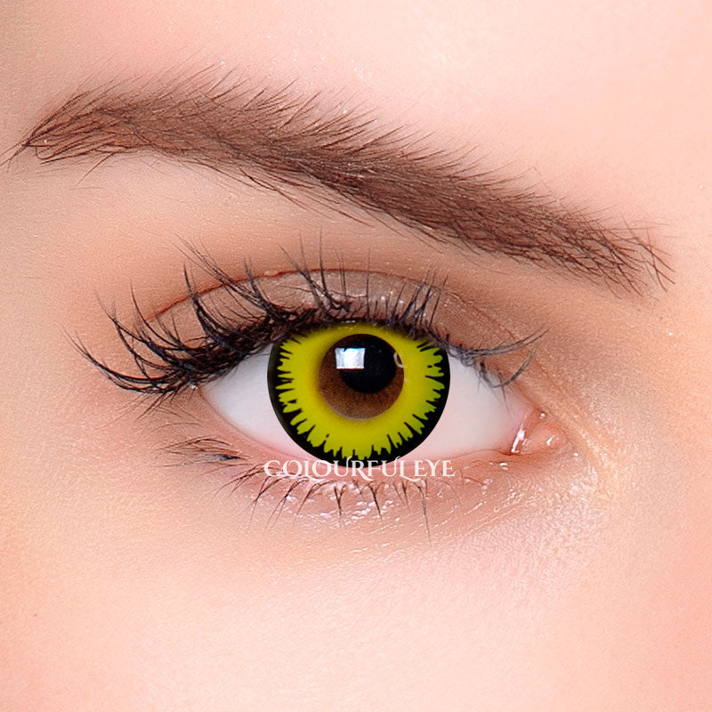 Colourfuleye Solar Eclipse Yellow Green Cosplay Contact Lenses-2