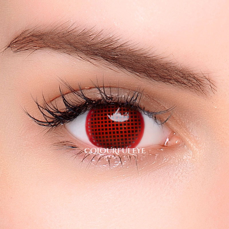 Colourfuleye Red Mesh Cosplay Contact Lenses-2
