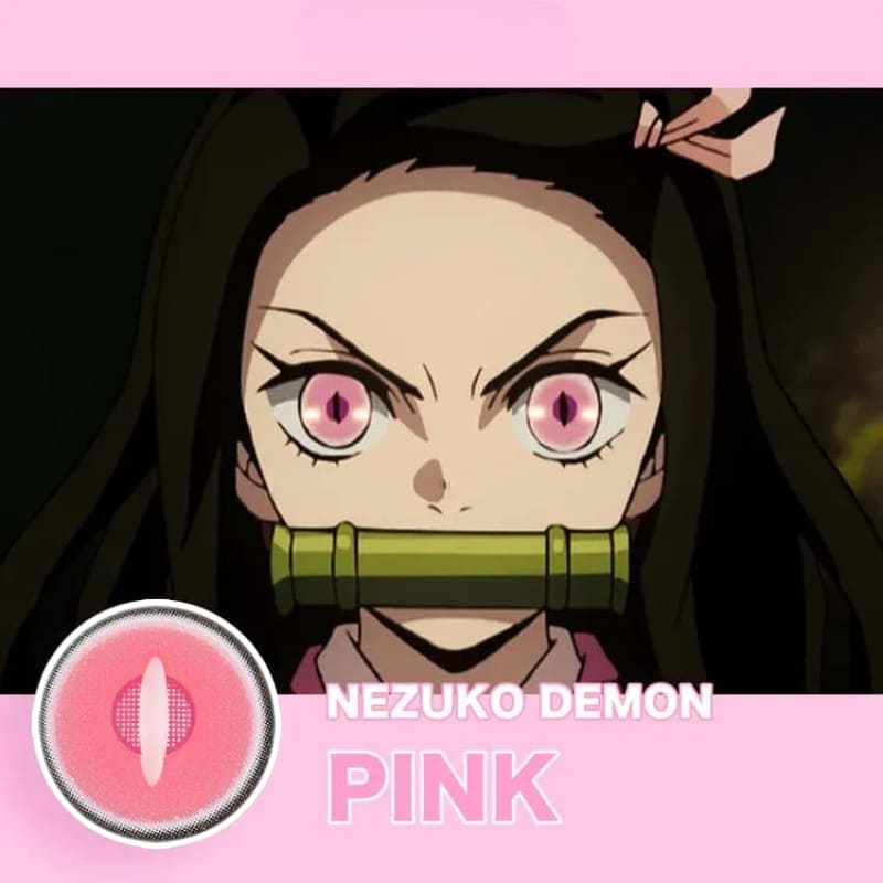 Nezuko Demon Slayer Cosplay Pink Colored Contact Lenses