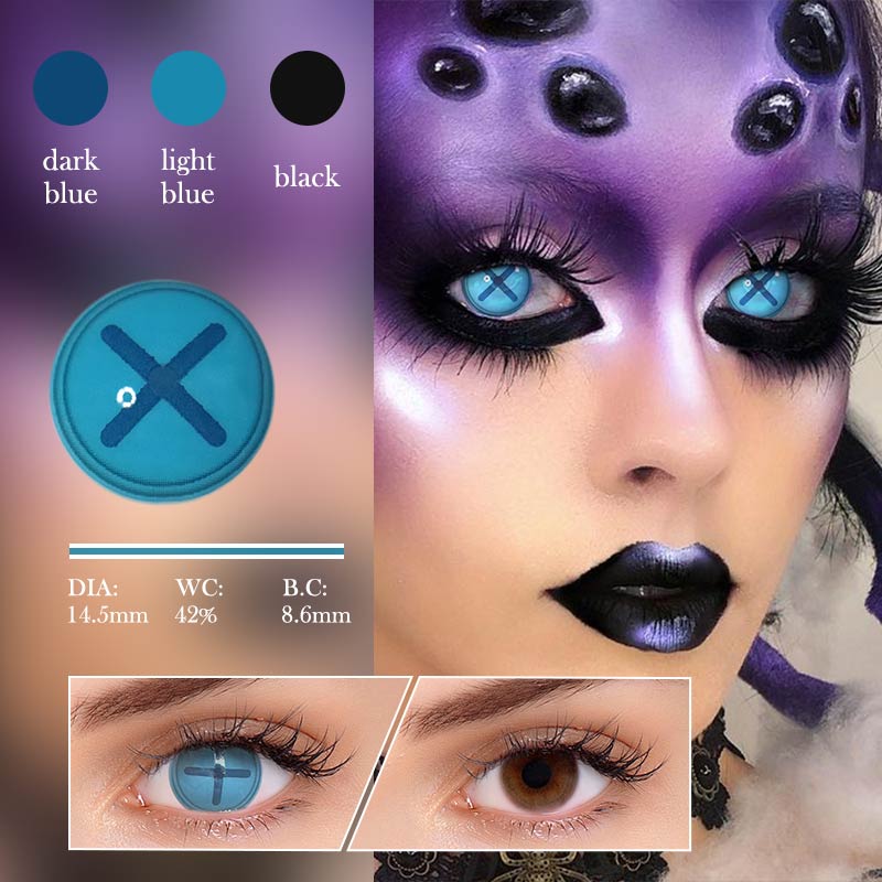 Colourfuleye Button Eye Blue Cosplay Contact Lenses-2