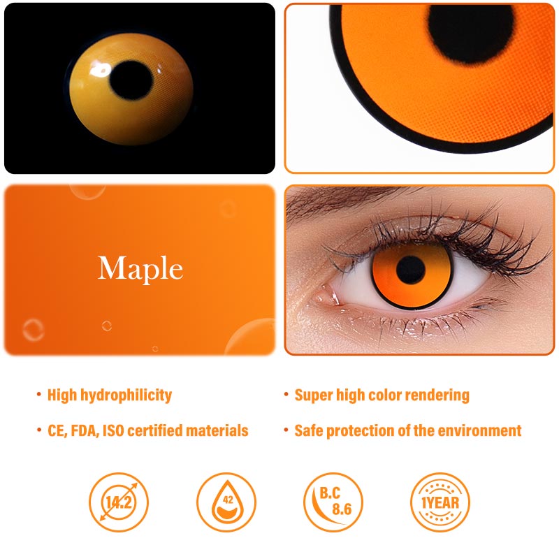 Colourfuleye Fluorescent Orange Cosplay Contact Lenses-3