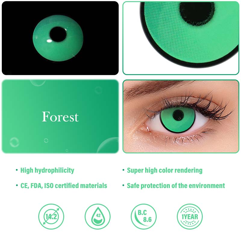 Colourfuleye Fluorescent Green Cosplay Contact Lenses-3