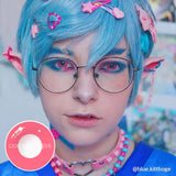 Cosplay Pink Circle Block Colored Contact Lenses